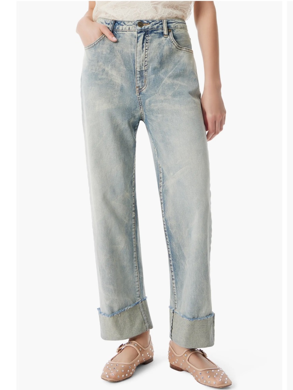 Robert Rodriguez Cuffed Wide Leg Jeans  NWT SZ-10